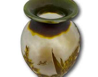 Vase En Verre Style Gallé - Réplique Art Nouveau Vigne - Multicolore - 2.5kg