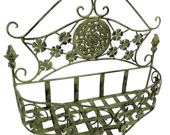 Panier mural étagère murale étagère de jardin étagère de jardin en fer style antique vert 36 cm