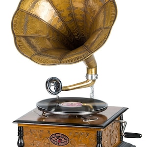Nostalgie Grammophon Schellackplatte Gramophone Trichtergrammophon antik Stil