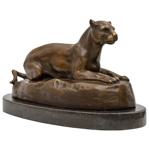 Bronze sculpture big cat after Barye antique style bronze figure statue replica copy