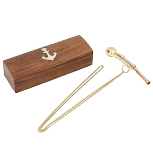 Boatswain&#39;s Whistle Sailor&#39;s Whistle Whistle with Box Whistle Brass Wood Antique Style