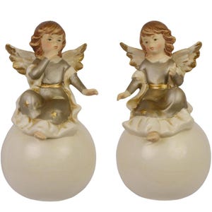 2 figurki aniołów Boże Narodzenie Aniołki świąteczne dekoracja porcelanowa 18 cm styl antyczny