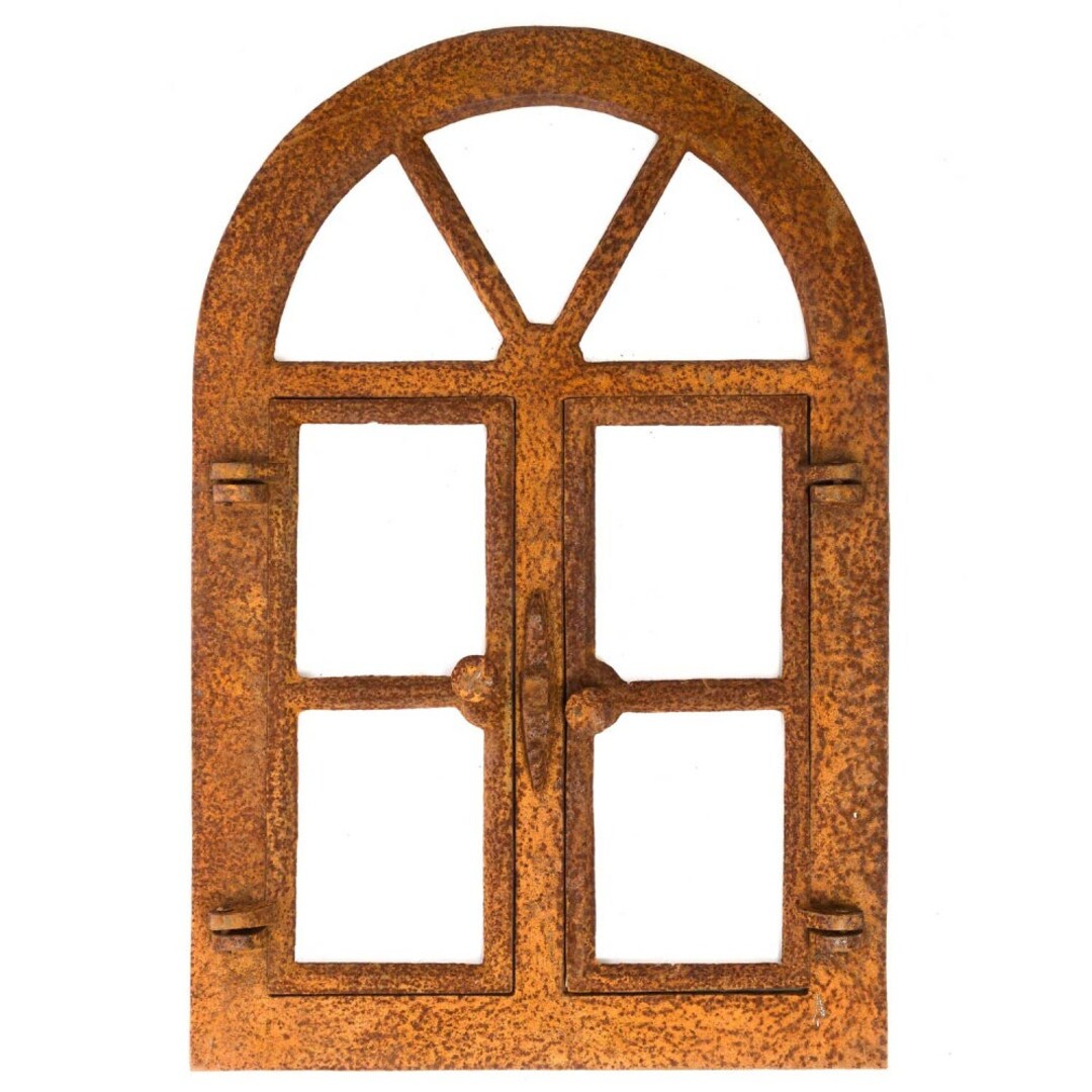 Fenêtre De Grange à Barreaux Fer Forgé / Rouille Style Antique 89cm (o