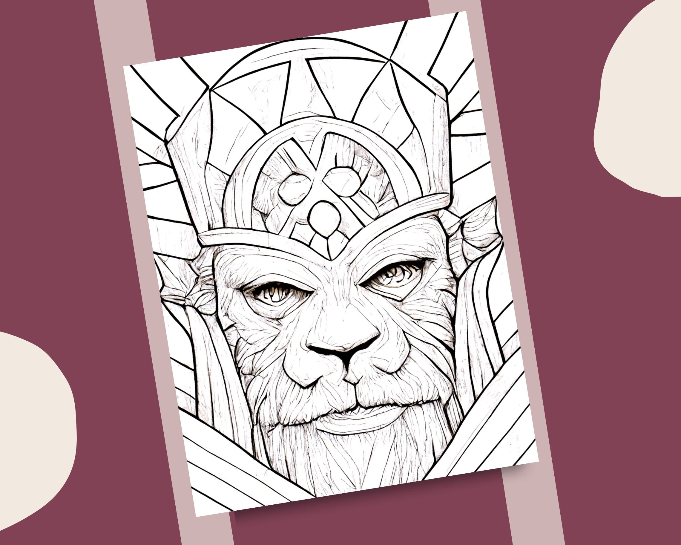 10 Cruel Kings Coloring Pages Evil Eyed Crowned King Monarch ...