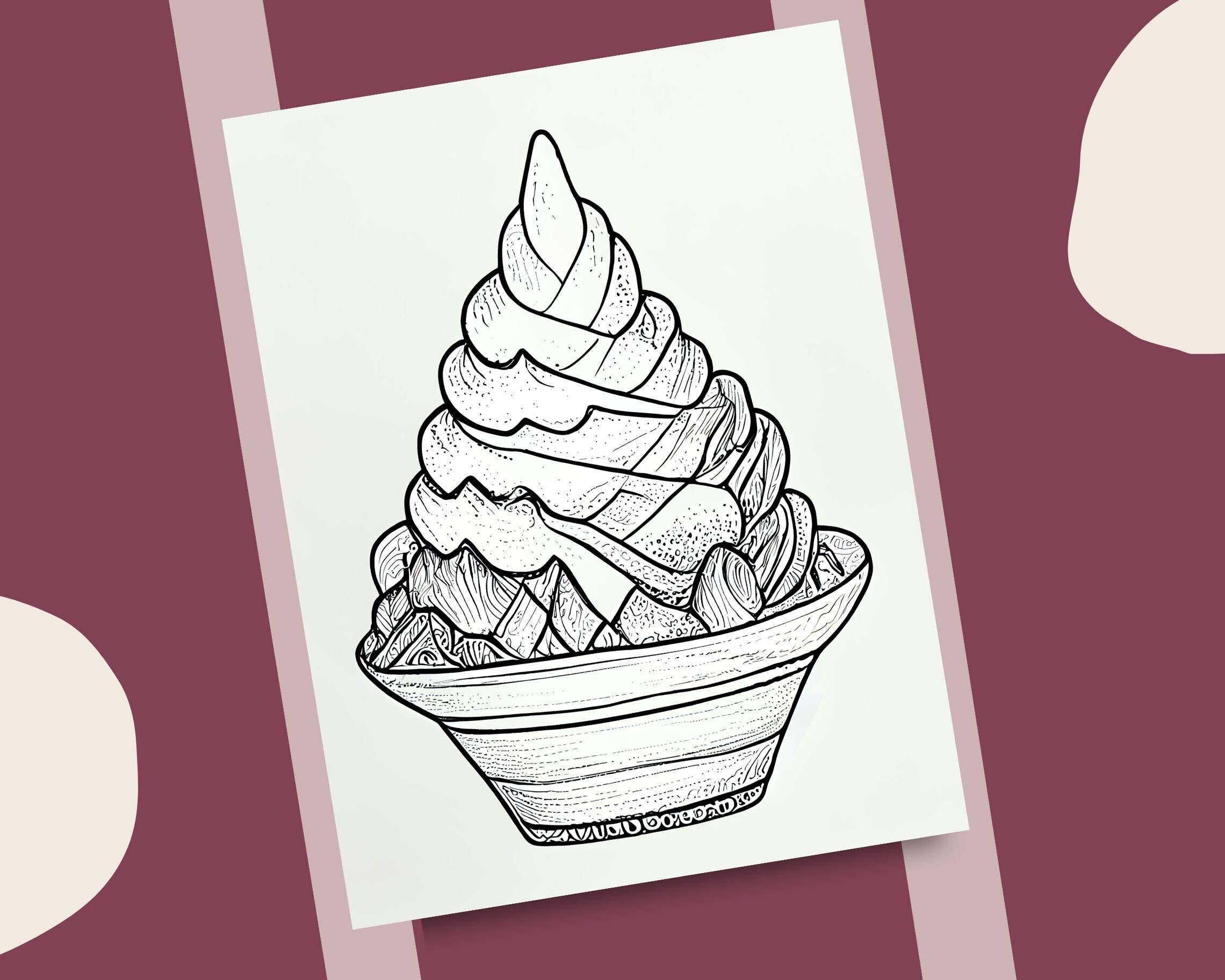 10 Cup Ice Creams Coloring Pages Ice-cream Illustrations Printable