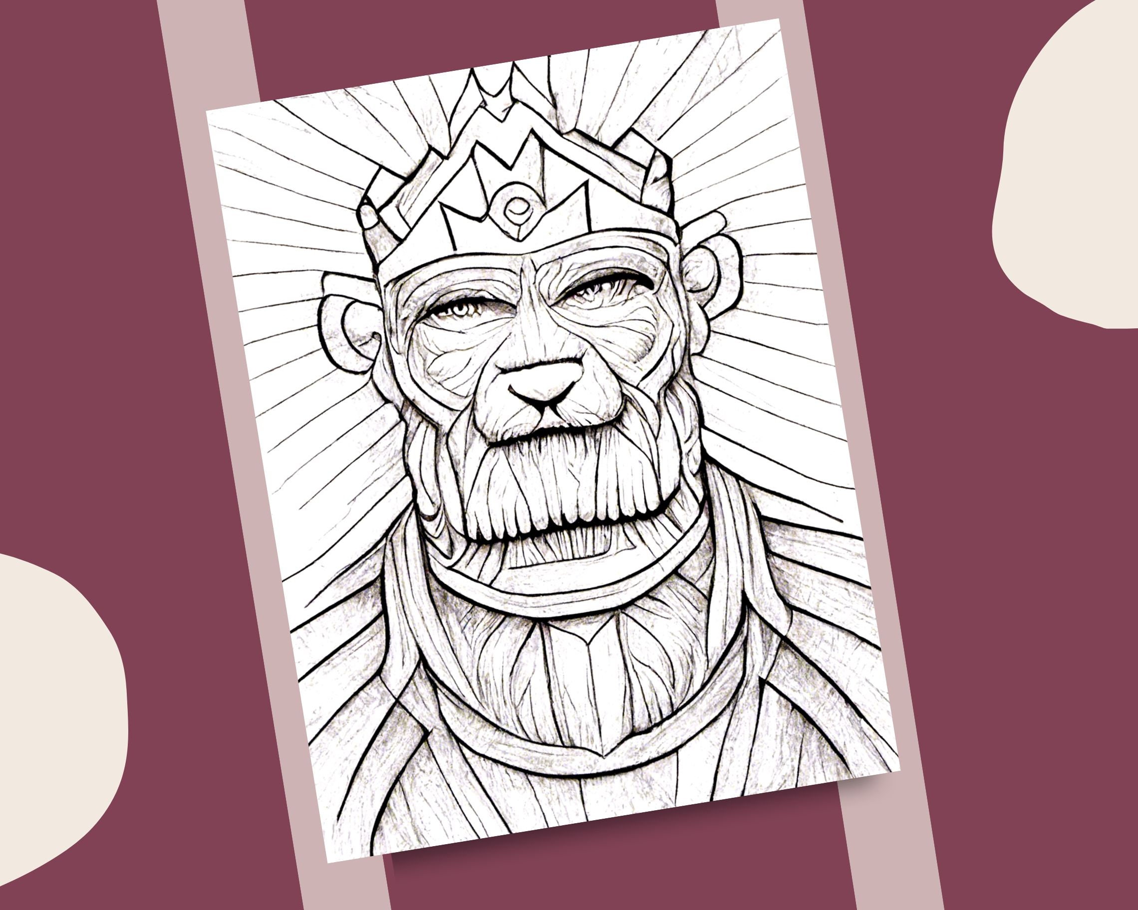 10 Cruel Kings Coloring Pages Evil Eyed Crowned King Monarch ...