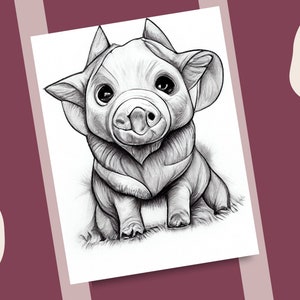 10 Cute Pigs Coloring Pages Realistic Pig Illustrations Printable ...