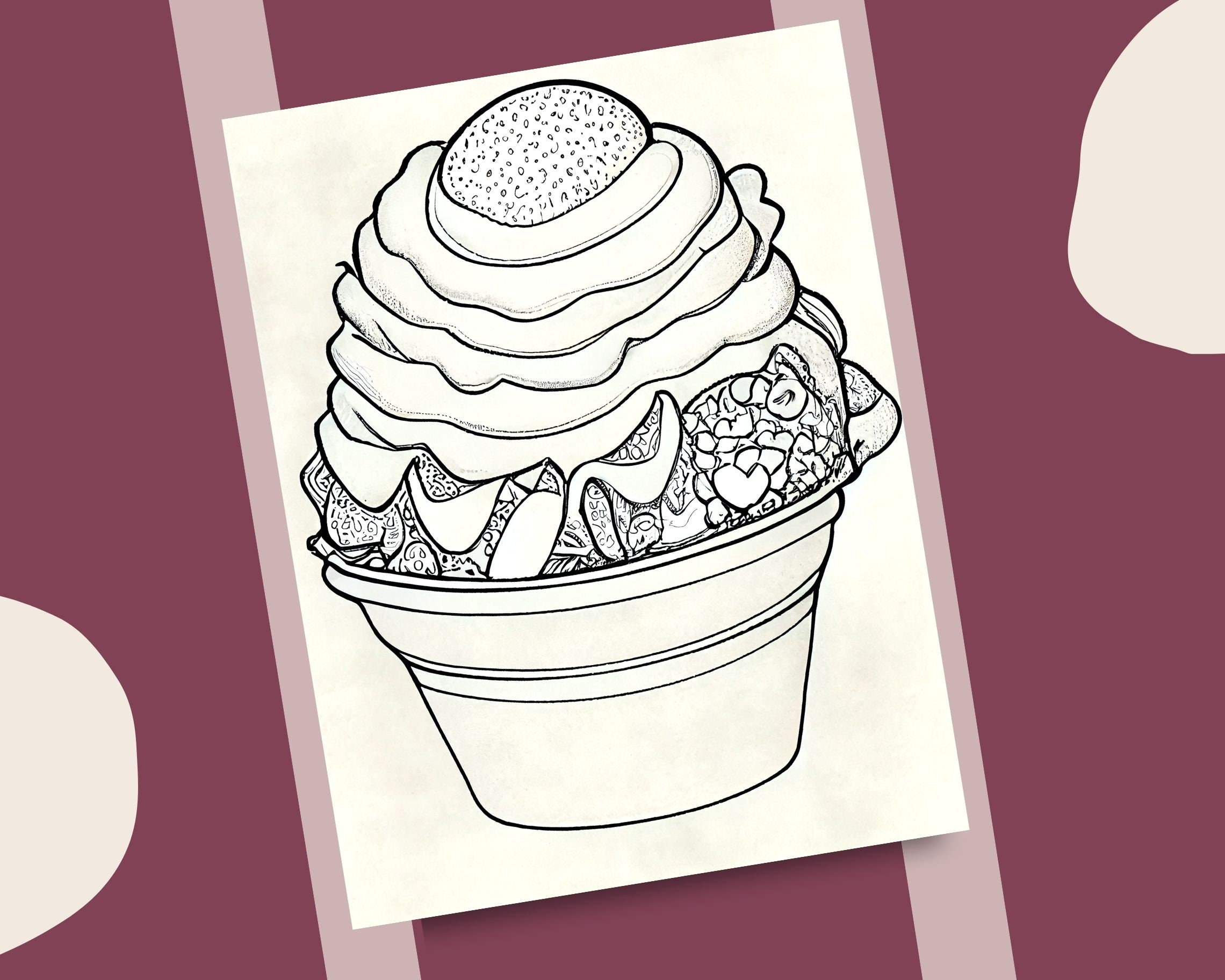 10 Cup Ice Creams Coloring Pages Ice-cream Illustrations Printable