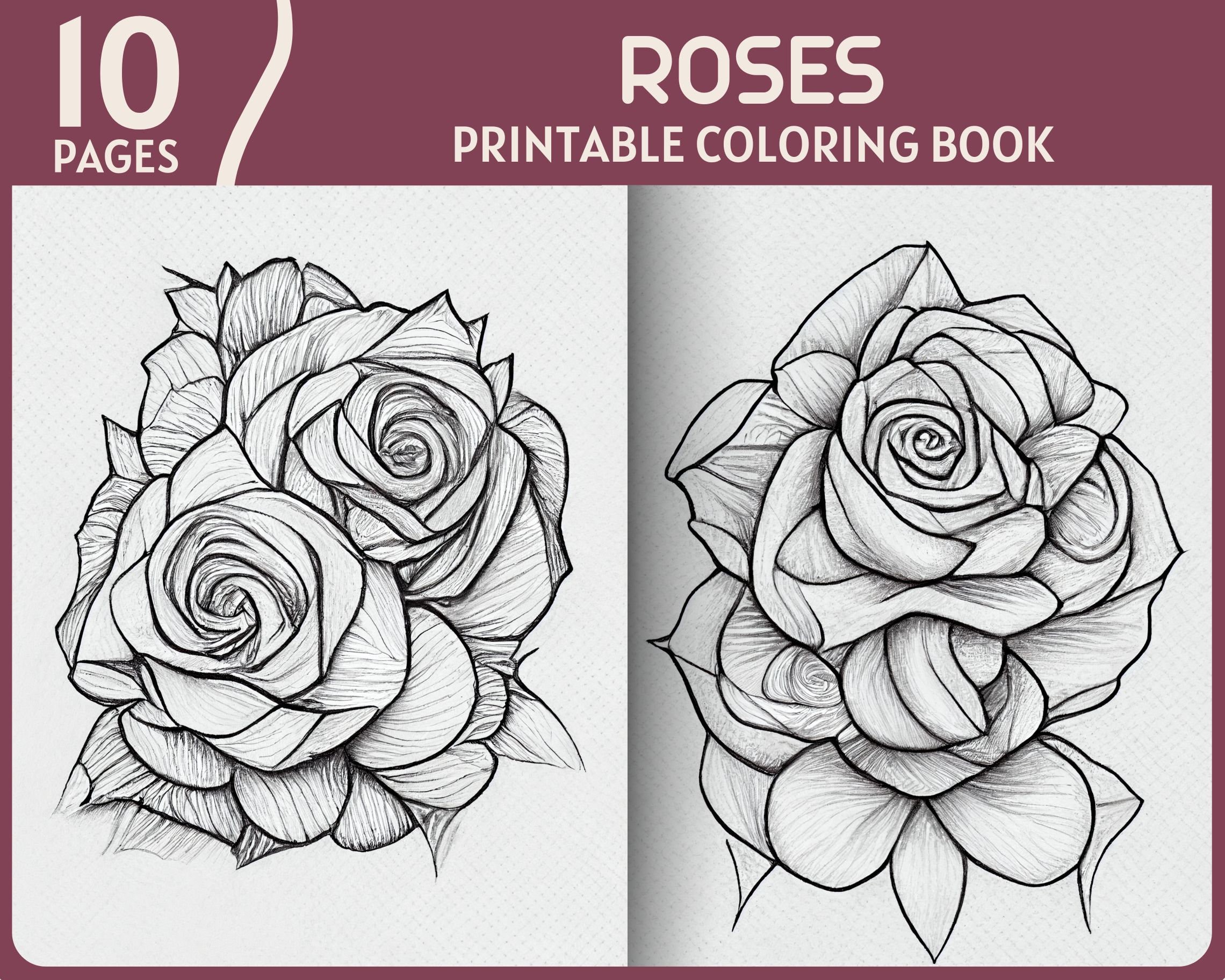 Adult Coloring Book Roses: Advanced Realistic Rose Coloring Book for Adults [Book]