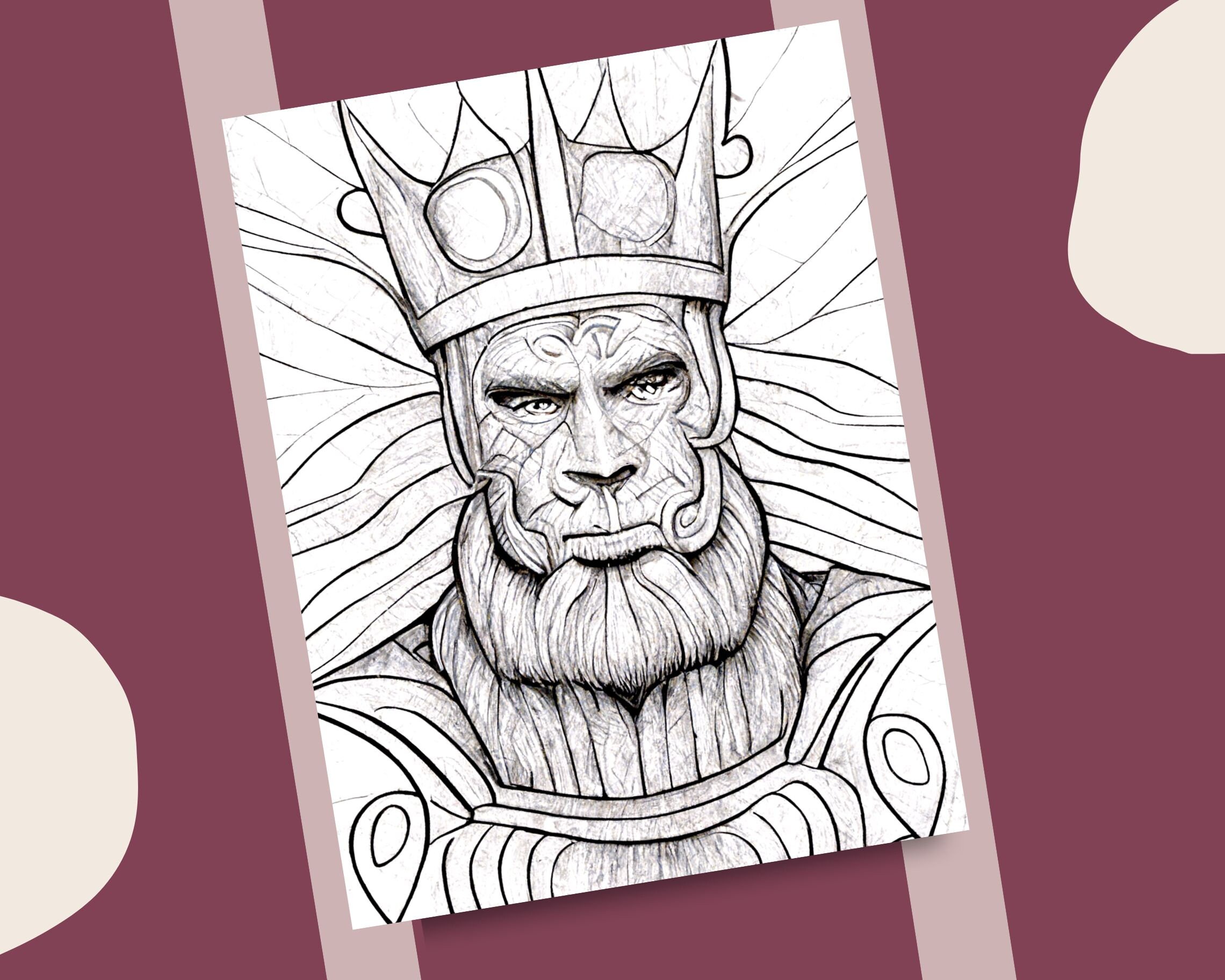 10 Cruel Kings Coloring Pages Evil Eyed Crowned King Monarch ...