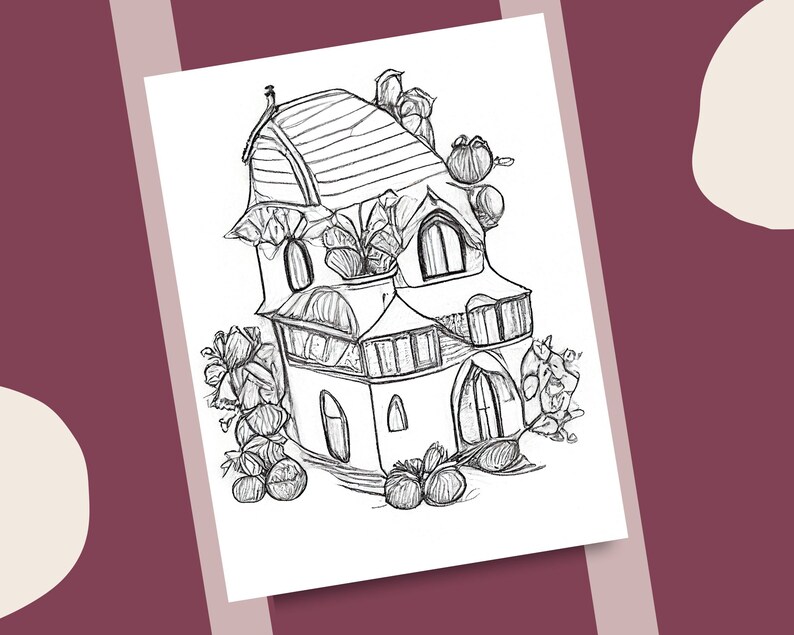 10 Mini Houses Coloring Pages Miniature House Fantasy Art Etsy