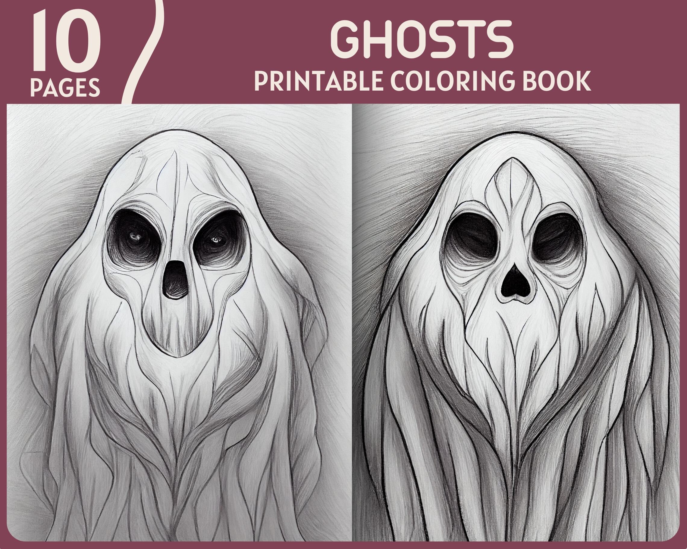 10 Ghosts Coloring Pages Ghost Illustrations Printable Coloring Book Ghosts Digital Coloring