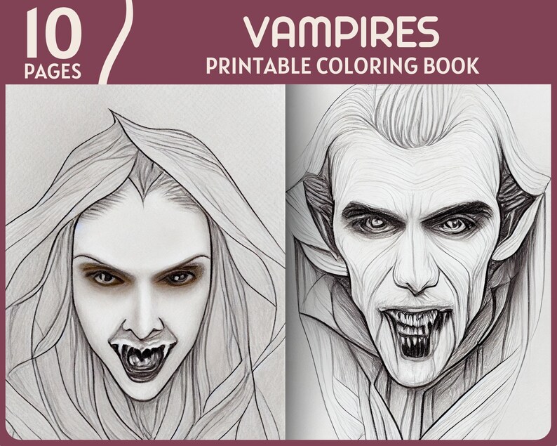 10 Vampires Coloring Pages Scary Vampire Illustrations Printable ...