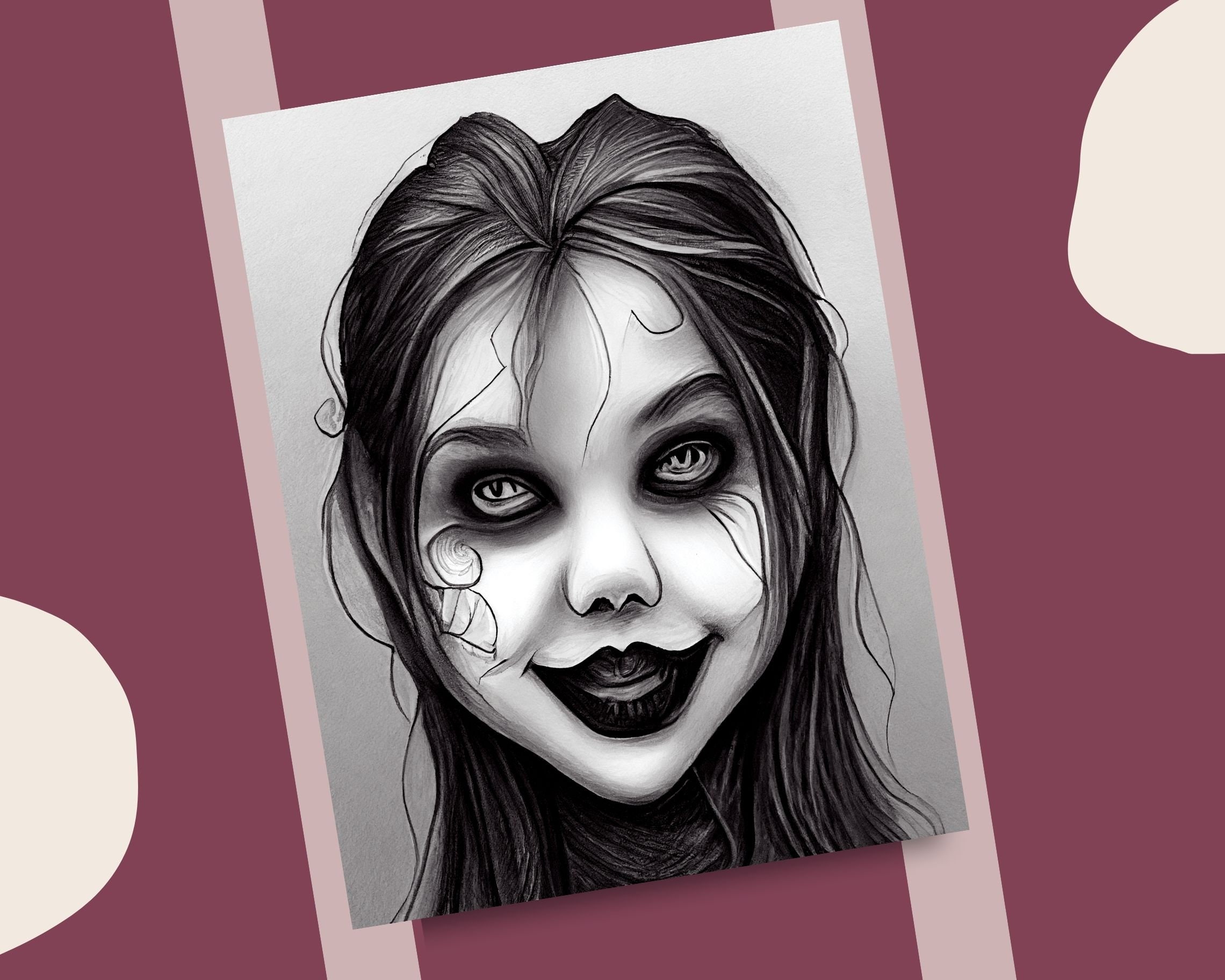 10 Scary Girls Coloring Pages Spooky Girl Faces Horror Theme Printable ...