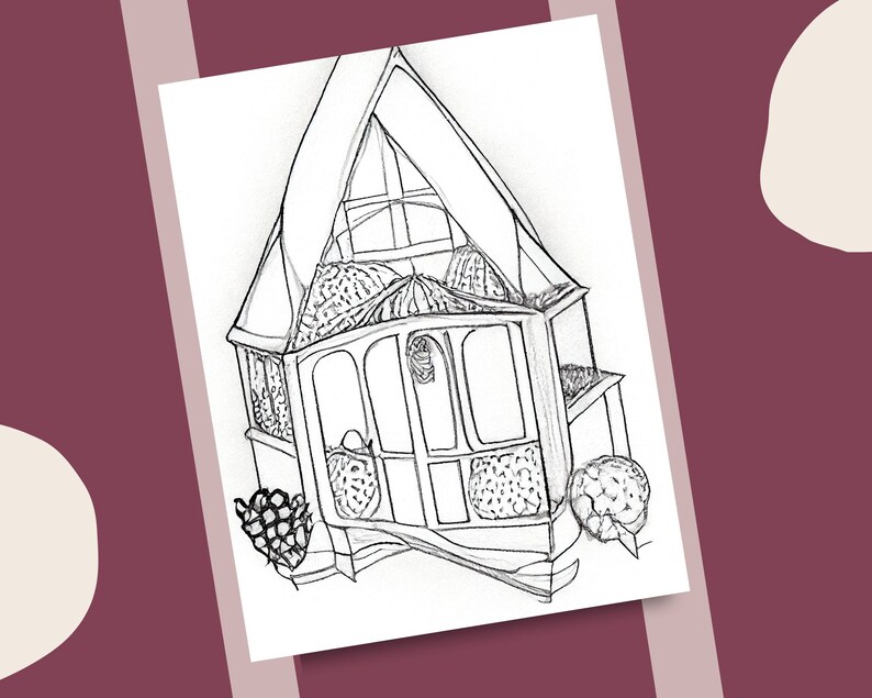 10 Mini Houses Coloring Pages Miniature House Fantasy Art Etsy