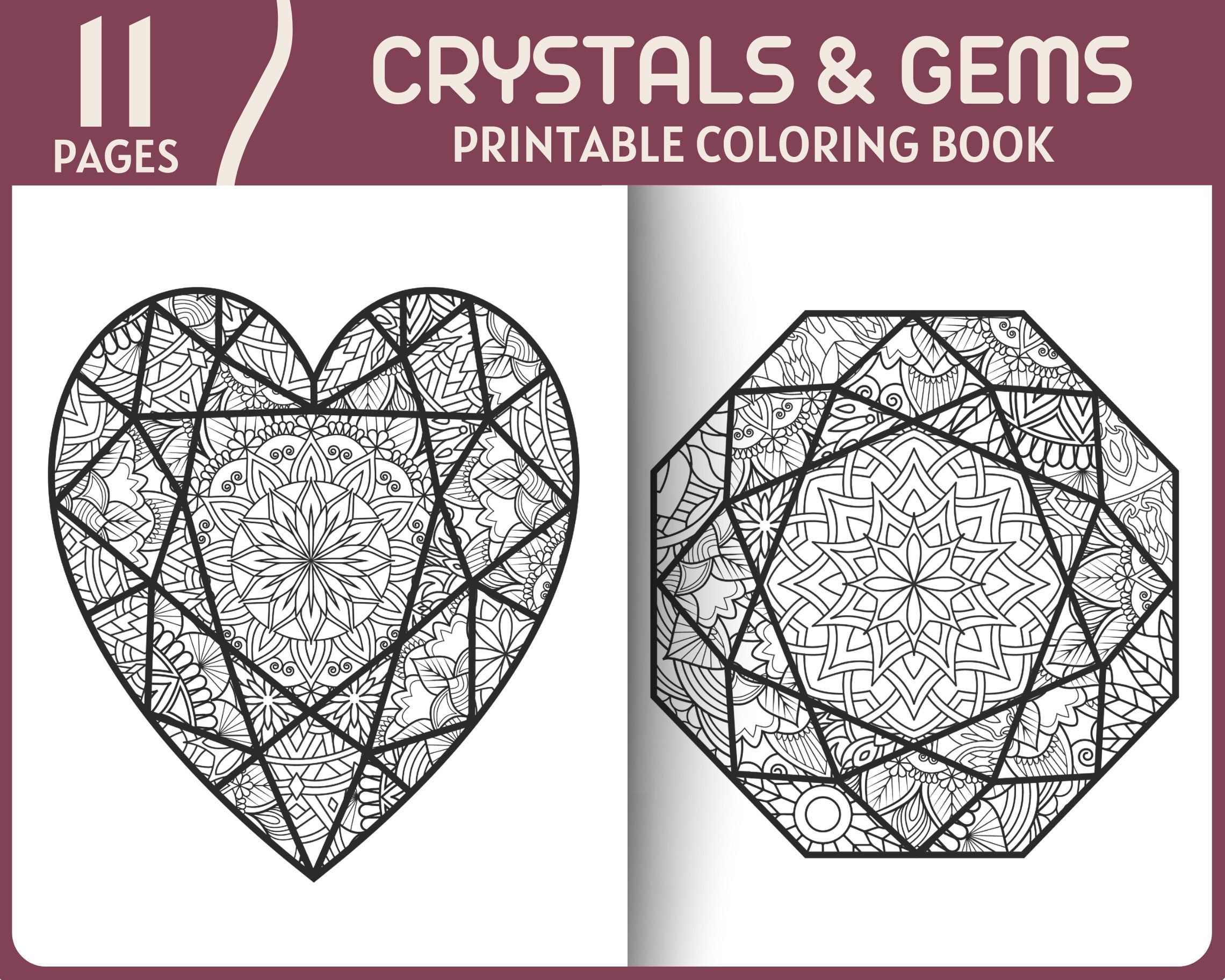 11 Crystals and Gems With Mandala Coloring Pages Luxury Gems and ...