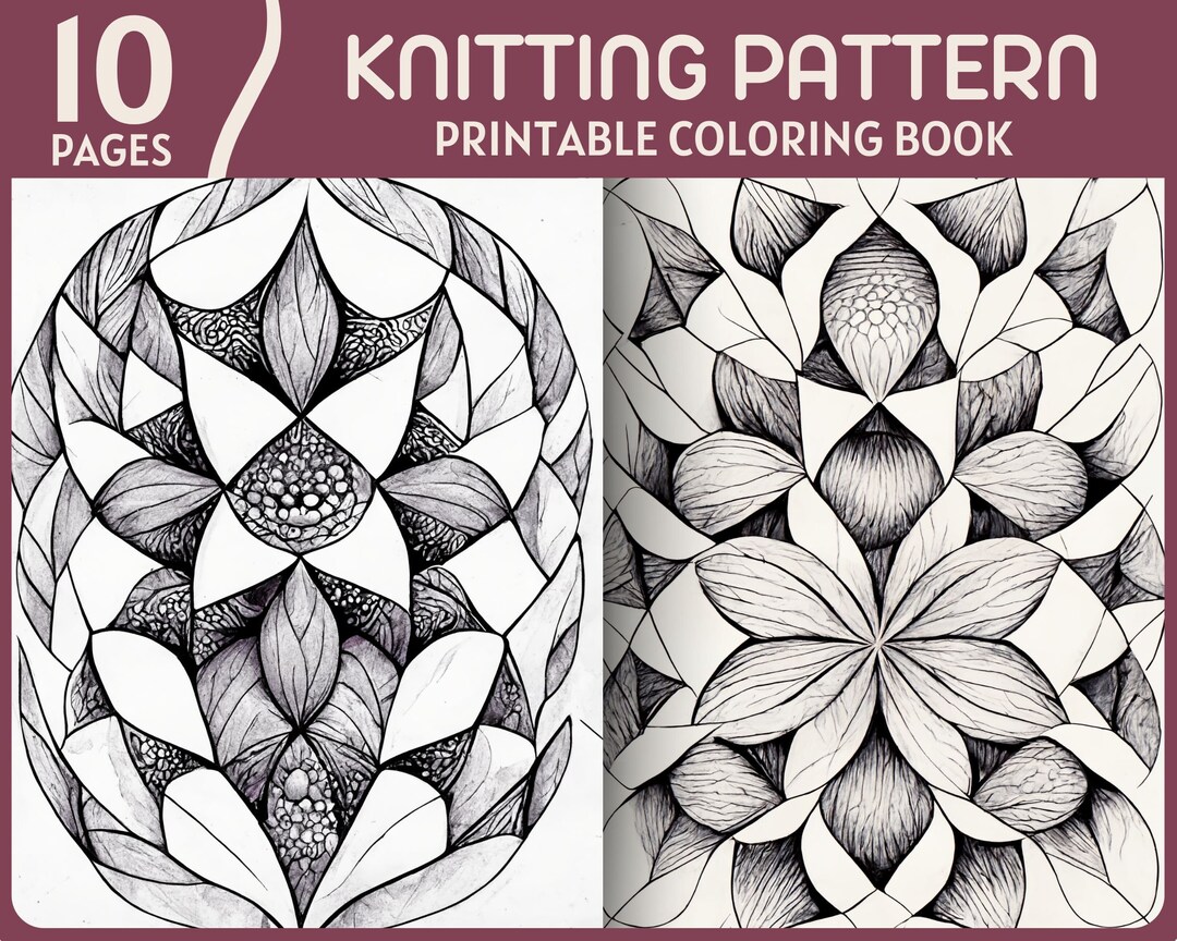 10 Knitting Patterns Coloring Pages Amazing Knitted Pattern - Etsy