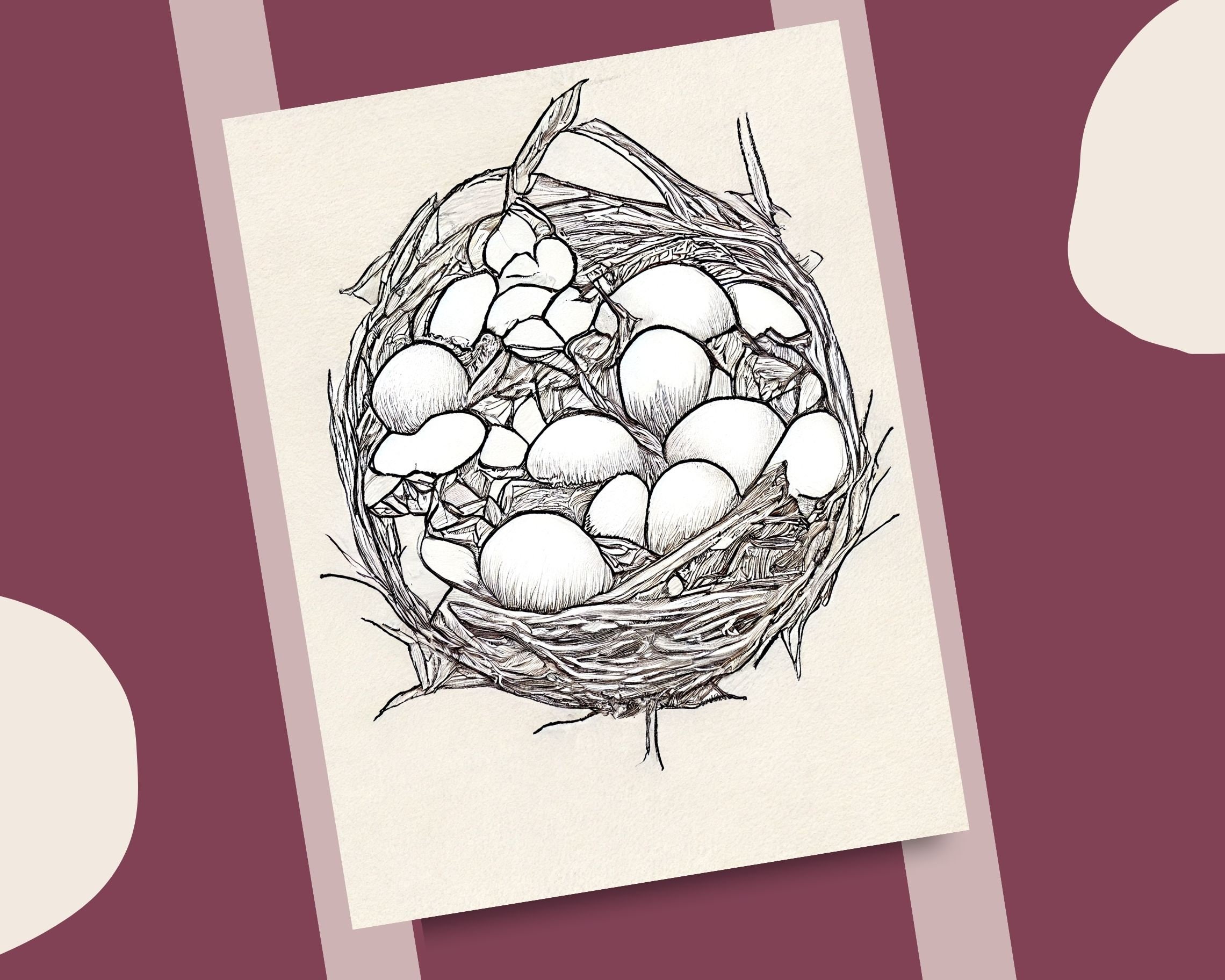 10 Bird Nest Coloring Pages Bird Eggs and Bushy Nests Printable ...