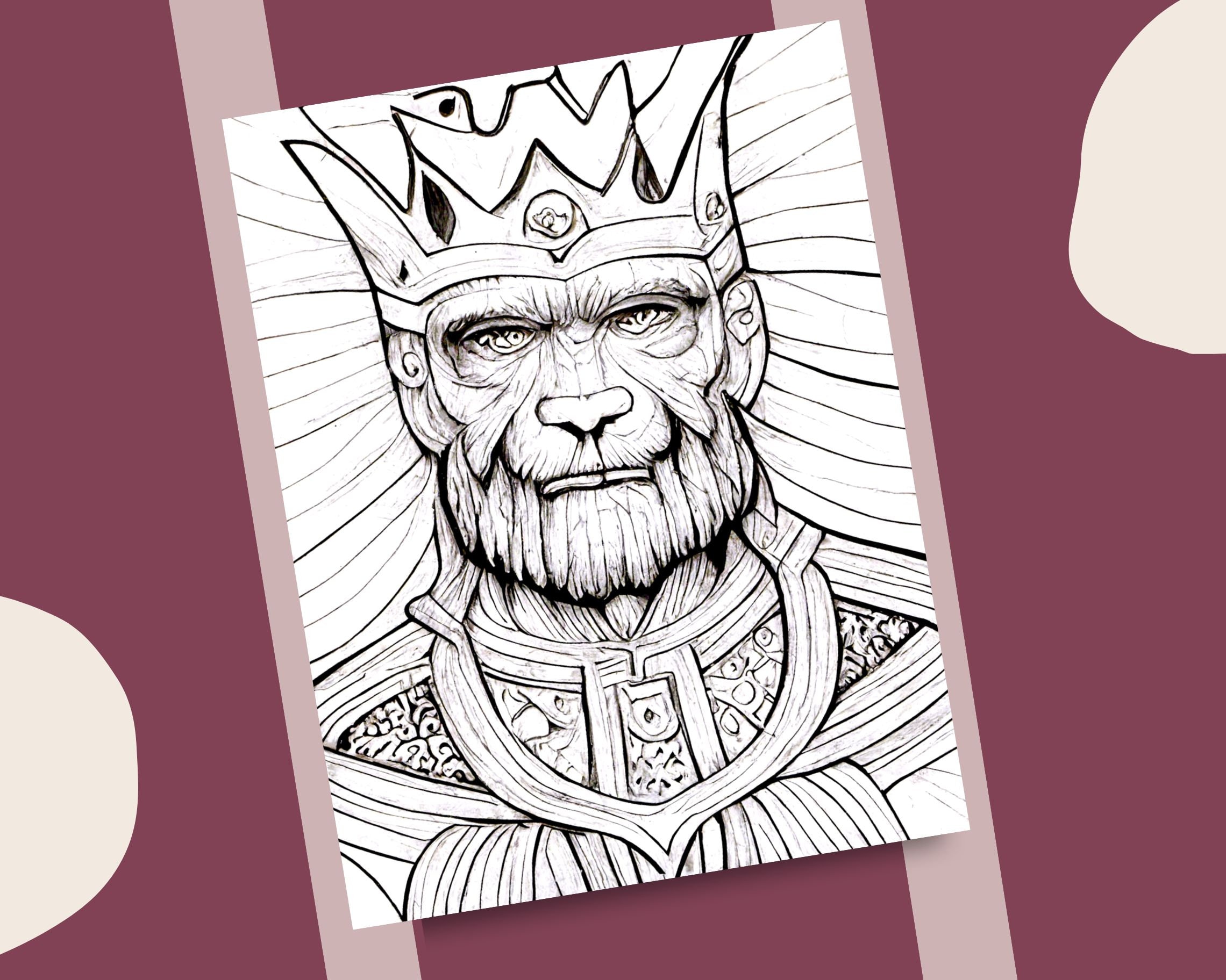 10 Cruel Kings Coloring Pages Evil Eyed Crowned King Monarch ...