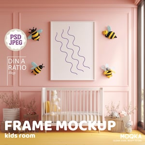 Frame Mockup for Kids Room and Nursery, PSD and JPEG Template for Nursery Prints