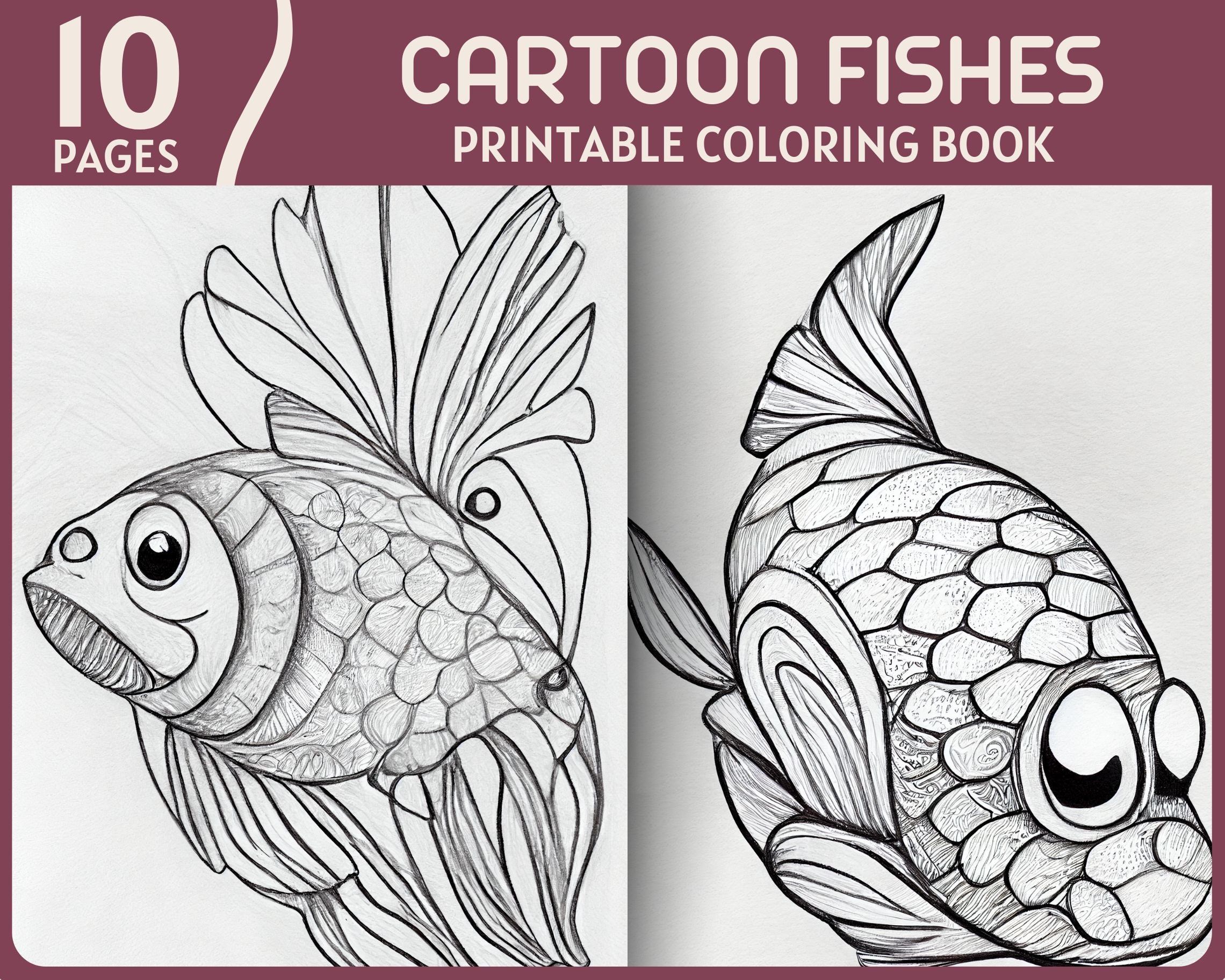 10 Cartoon Fishes Coloring Pages Fish Illustrations - Etsy 10 Cartoon Fishes Coloring Pages Fish Illustrations - Etsy