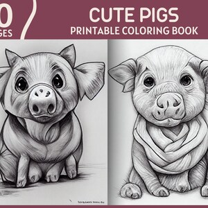 10 Cute Pigs Coloring Pages Realistic Pig Illustrations Printable ...