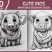 10 Cute Pigs Coloring Pages Realistic Pig (Instant Download) - Etsy