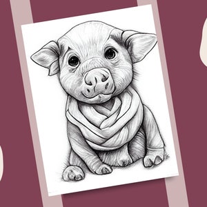 10 Cute Pigs Coloring Pages Realistic Pig Illustrations Printable ...