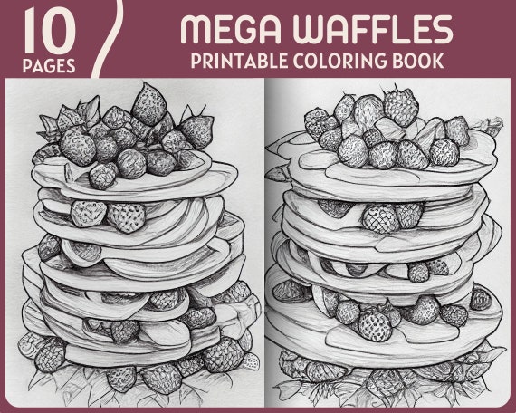 10 Waffles Coloring Pages Printable for Adults: Indulge in Culinary Delights