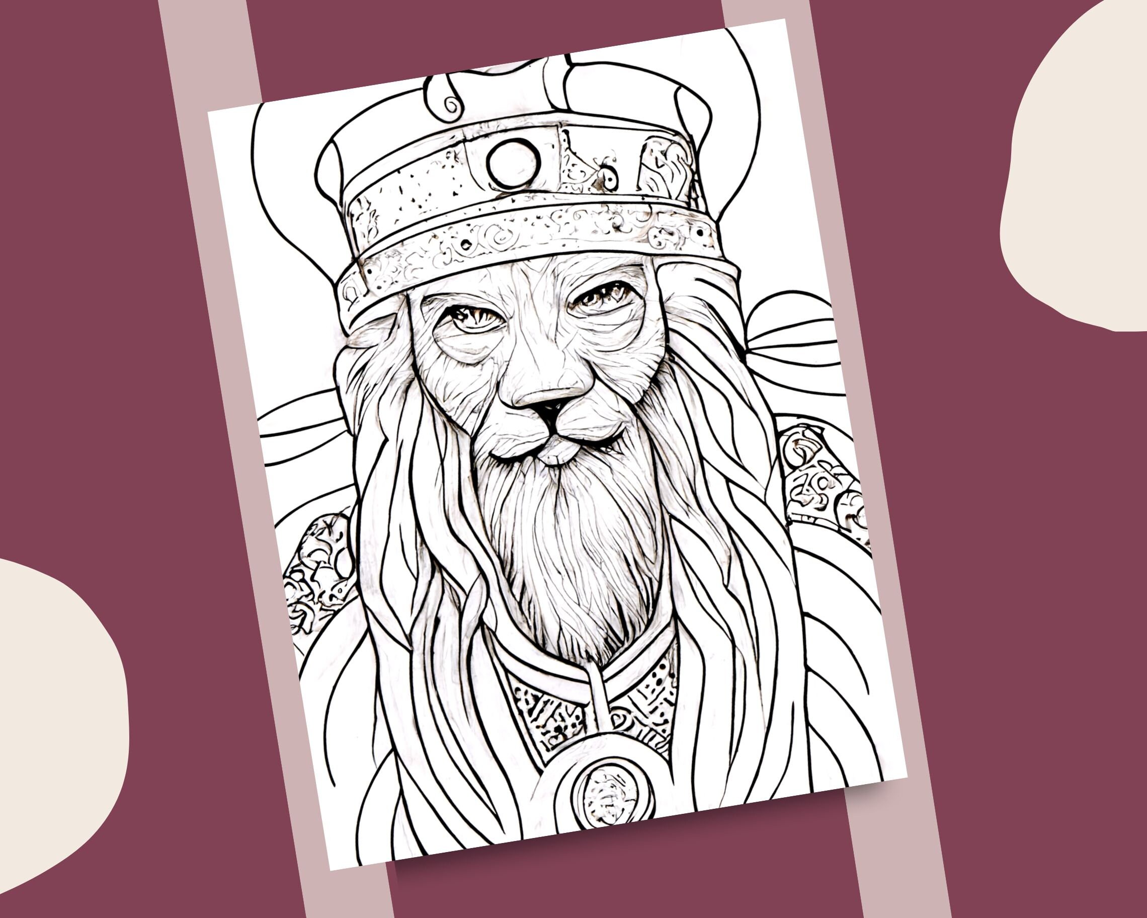 10 Cruel Kings Coloring Pages Evil Eyed Crowned King Monarch ...