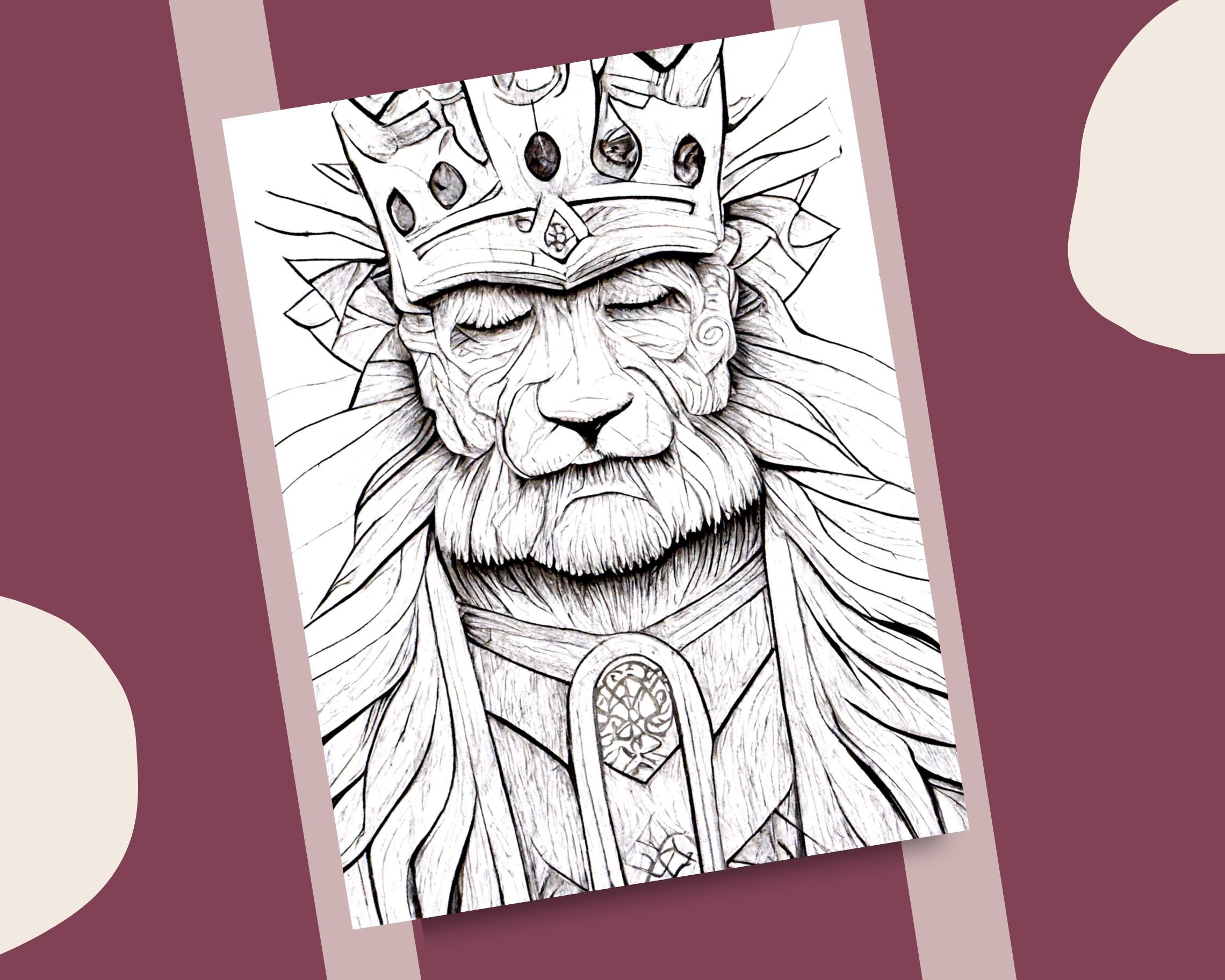10 Cruel Kings Coloring Pages Evil Eyed Crowned King Monarch ...