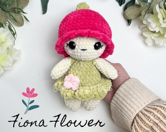 Fiona Flower, Crochet Flower Pattern, Crochet Flower Doll Pattern, Crochet Pattern, Crochet Doll, Garden Sprite, Amigurumi Pattern