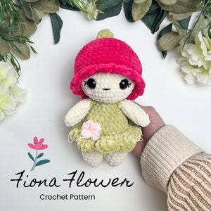 Fiona Flower, Crochet Flower Pattern, Crochet Flower Doll Pattern, Crochet Pattern, Crochet Doll, Garden Sprite, Amigurumi Pattern