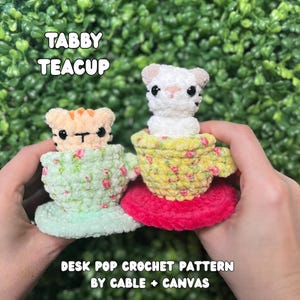 ¡SIN COSTURA! Taza de té atigrada para escritorio, patrón en PDF, patrón de crochet pop