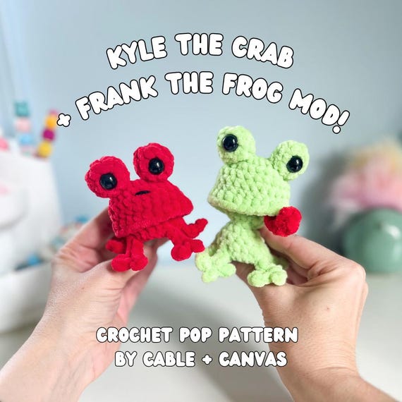 Crochet Pattern, Low Sew, Kyle the Crab, Frank the Frog, DIGITAL FILE ONLY