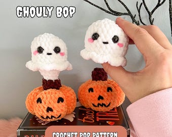 Ghouly Boo Bop Crochet Pattern, Low Sew, Popping Ghost Pattern, Popping Pumpkin Pattern, Popping Halloween Pattern