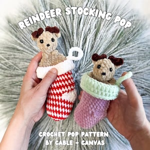 Reindeer Stocking Pop Crochet Pattern - low sew digital pattern
