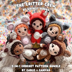 Critter Crew Crochet Doll Pattern: 5-in-1 Whimsy Woods (Digital Pattern)