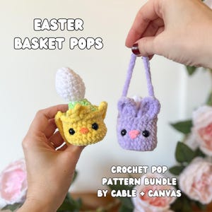 Chick and Bunny Easter Basket Crochet Patterns: Low Sew Pop-Up Design (Digital File ONLY)