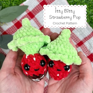 Itty Bitty Strawberry Pop, Crochet Pattern, Crochet Pop, Pop it Pattern, Crochet Strawberry Pattern