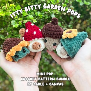 Itty Bitty Garden Pops Crochet Pattern: Gnome, Acorn, Flower, Mushroom (PDF Download)