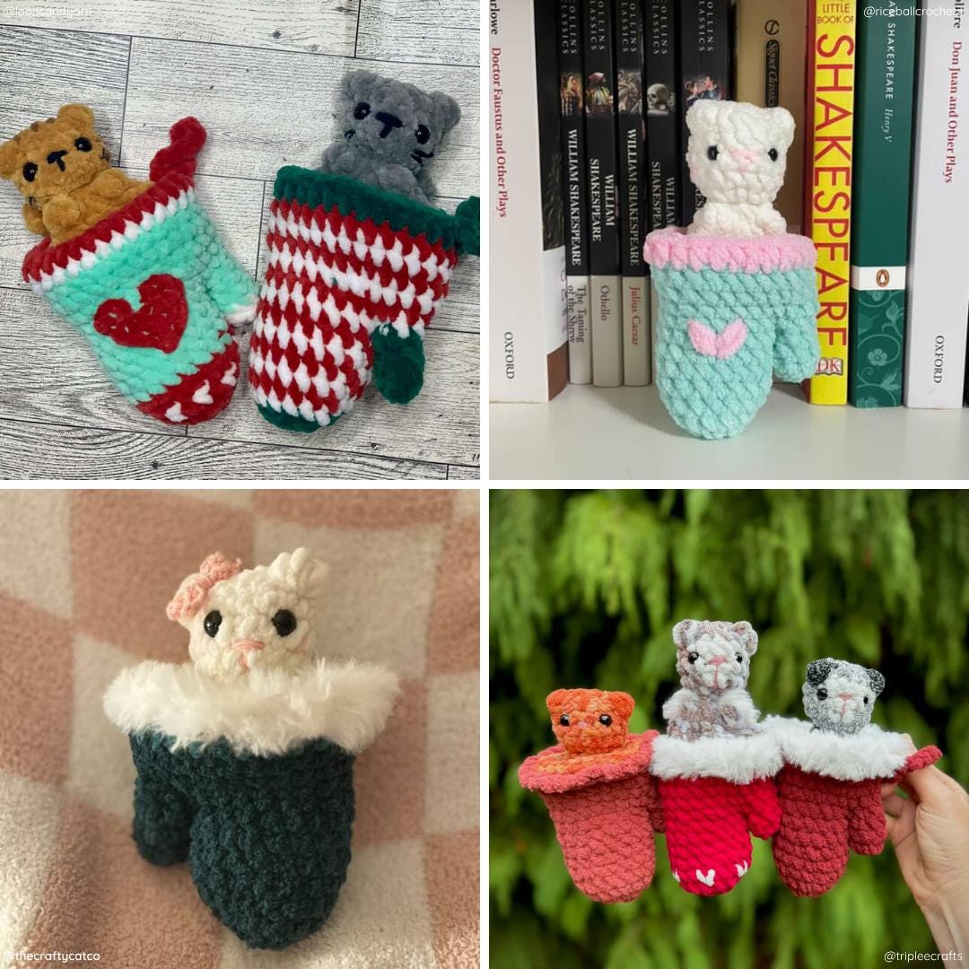 Crochet Exploding Kitten Popping Kittens in Mittens Crochet Pattern, No Sew, Digital File Only ...