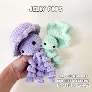 Jr. and Jumbo Jelly Pops, NO SEW, Jelly Pops, Amigurumi Pattern, Crochet Fidget, Crochet Pattern, Amigurumi, Crochet, Crochet Jellyfish