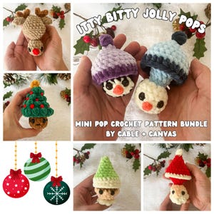 Crochet Christmas Jolly Pops Pattern Bundle (PDF Download) - Reindeer, Elf, Santa