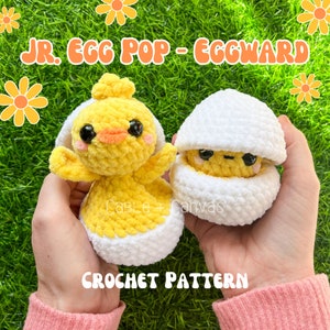 Jr. Egg Pop - Eggward, LOW SEW, Crochet Easter Pattern, Crochet Egg Pattern, Crochet Pattern, Crochet Popping Pattern