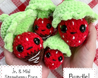 NO SEW Strawberry Pops Bundle, Crochet Pattern, Crochet Pop Pattern