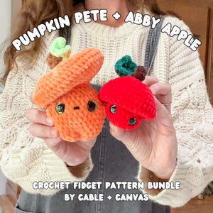 Crochet Pumpkin and Apple Fidget Toy Pattern (Digital Download), Silent Fidget