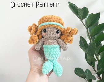 Maren la sirène, motif de sirène au Crochet, sirène au Crochet, motif au Crochet, motif Amigurumi, sirène de poche, motif de poche, Crochet