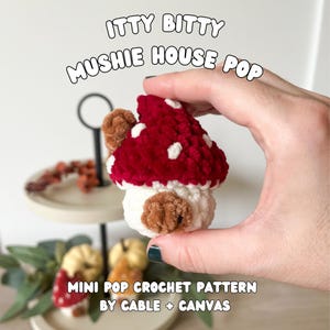 Itty Bitty Mushie House Pop, Low-sew, Crochet Mushroom House, Crochet Mushroom, Amigurumi Mushroom, Crochet Pattern, Amigurumi Pattern