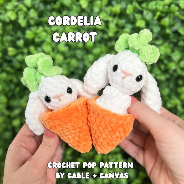 Patrón de zanahoria conejita de crochet: Cordelia Itty Bitty Pop (Descarga digital)